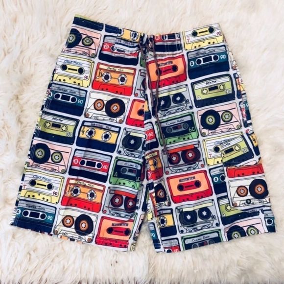 Retro Mixed Tape Swim Trunks NEW Men’s S - Picture 1 of 5
